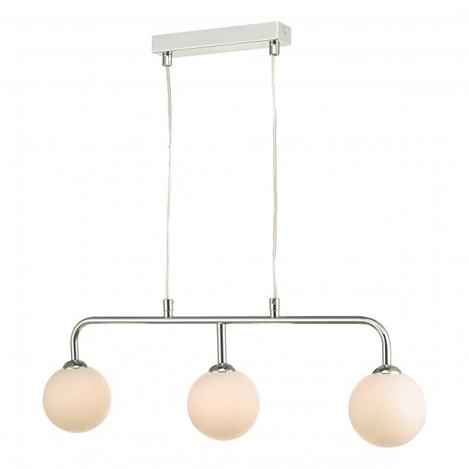 FEYA 3 Light Bar Hanging Ceiling Pendant Light Chrome Opal Glass