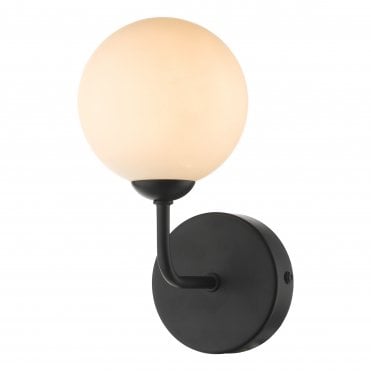 Wall Light Matt Black Opal Glass