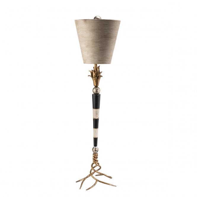 FLAMBEAU Quirky Table Lamp Black, Cream And Gold Leaf with Uplighter Shade