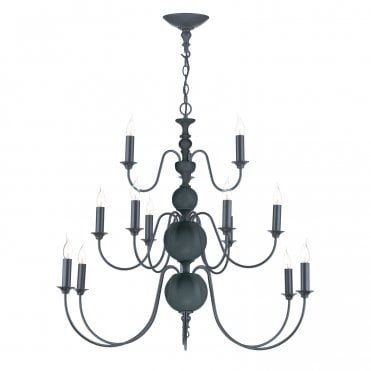 FLEMISH 15 Light Ceiling Pendant In Smoke Blue