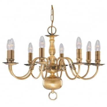 FLEMISH - 8 Light Antique Brass Fitting