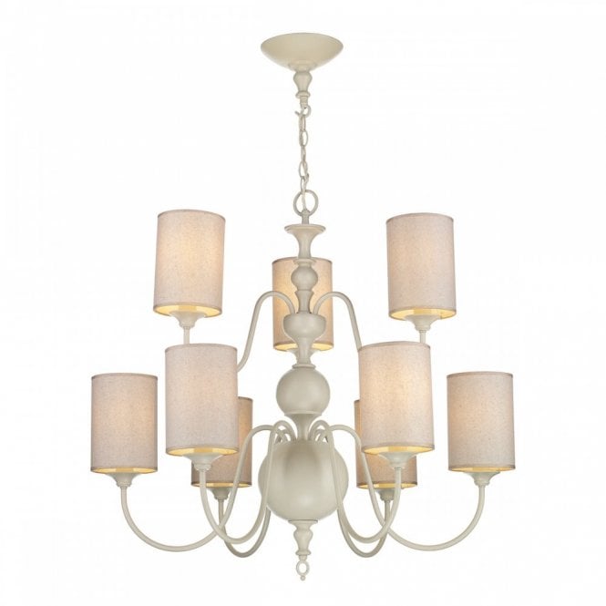 FLEMISH 9 Light Ceiling Pendant Cream complete with Shades