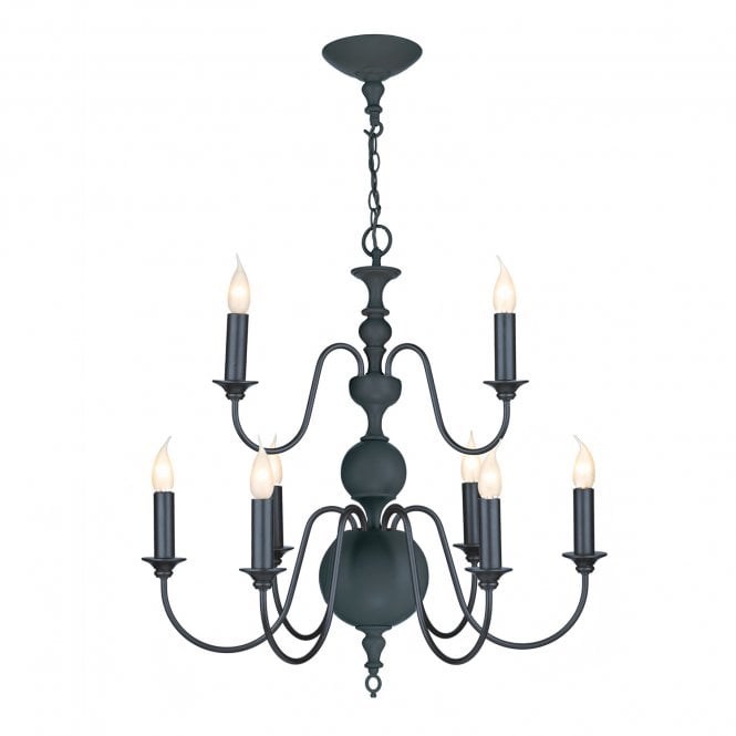 FLEMISH 9 Light Ceiling Pendant In Smoke Blue