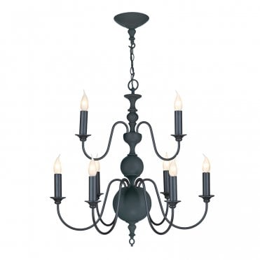FLEMISH 9 Light Ceiling Pendant In Smoke Blue