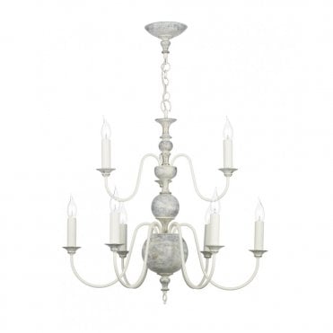 FLEMISH - Distressed Finish Ceiling Light in Cream/Ivory