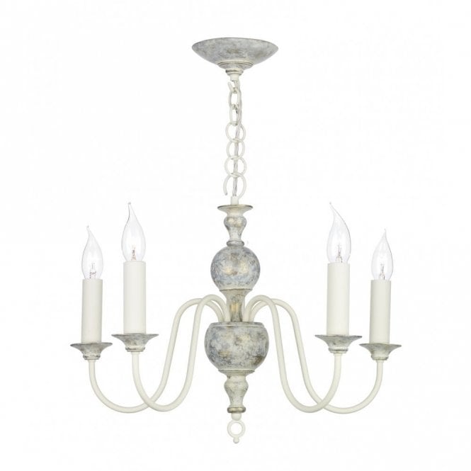 FLEMISH - Distressed Finish Ceiling Light in Cream