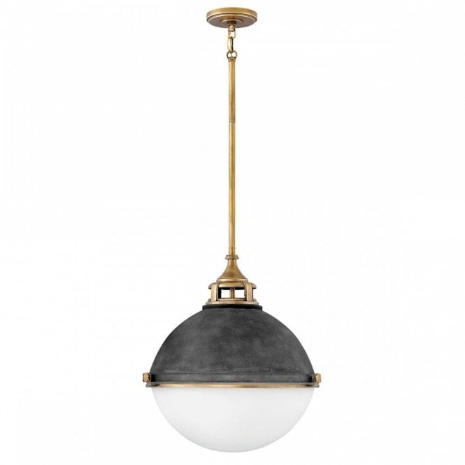 FLETCHER 3 Light Ceiling Pendant Black and Opal Glass