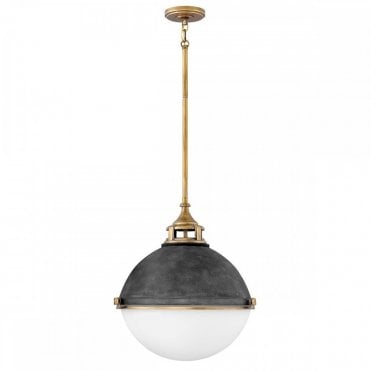 FLETCHER 3 Light Ceiling Pendant Black and Opal Glass