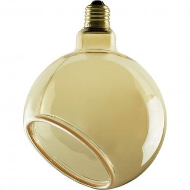 Floating Globe 150 decorative LED bulb in gold with soft filament and E27 base, dimmable warm light