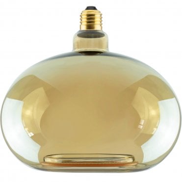 Floating Globe E200 decorative LED bulb in gold with soft filament and E27 base