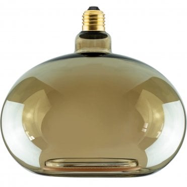 Floating Oval 200 decorative LED bulb in smokey grey with soft filament and E27 base