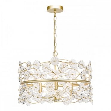 satin gold and glass drum pendant