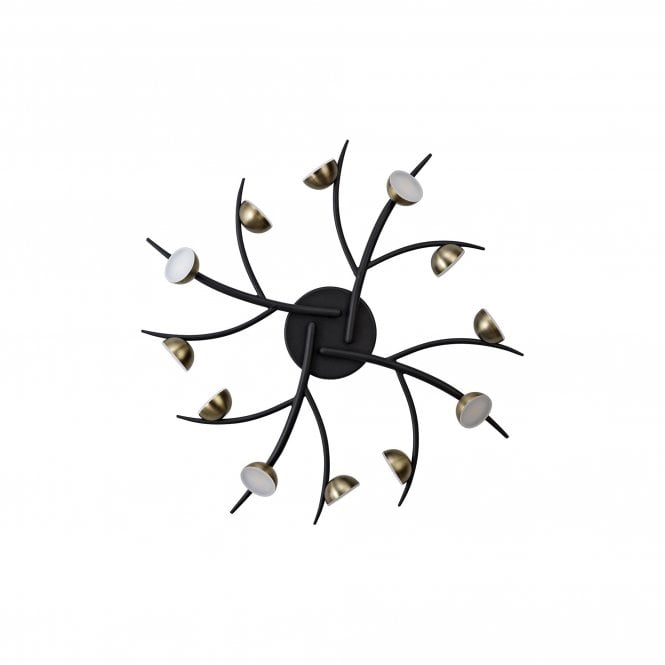 FOREST Semi-Flush Ceiling Fitting Black/Antique Brass Nature Inspired