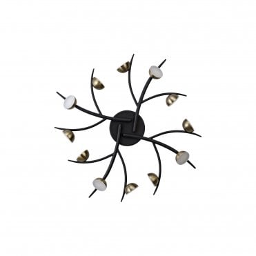 FOREST Semi-Flush Ceiling Fitting Black/Antique Brass Nature Inspired