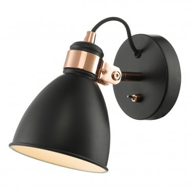 Black Copper Wall Light , Switched