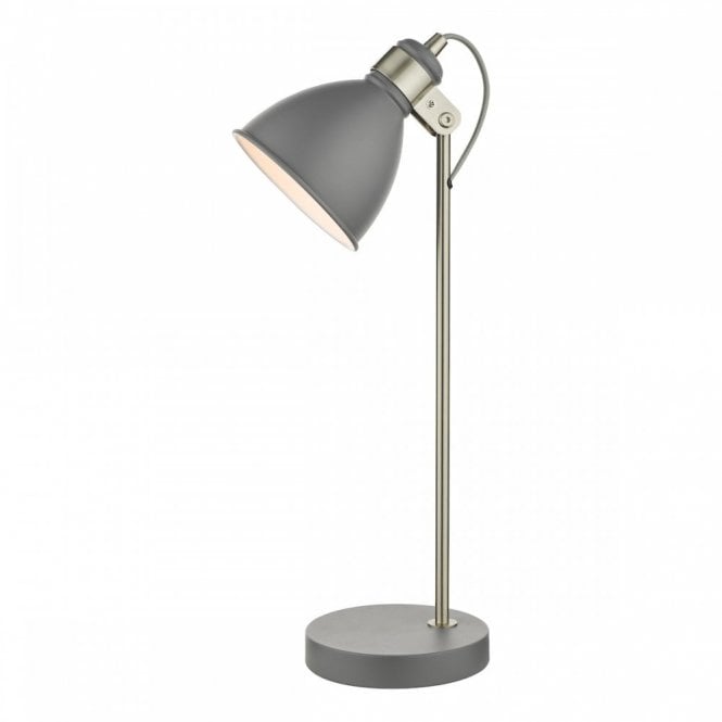 Frederick Dark Grey Table Lamp with Satin Chrome Accents