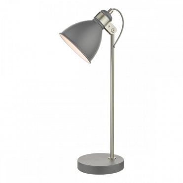 Frederick Dark Grey Table Lamp with Satin Chrome Accents