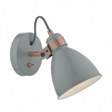 FREDERICK - Grey Copper Wall Light , Switched