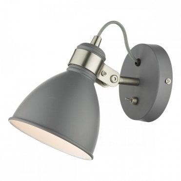 Frederick Single Wall Spotlight in Dark Grey with Satin Chrome Accents