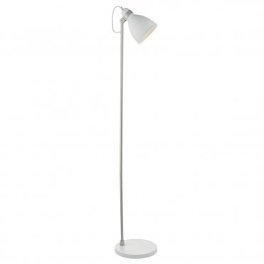 White Satin Chrome Floor Lamp