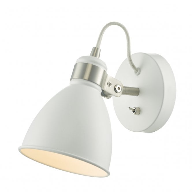 FREDERICK - White Satin Chrome Wall Light , Switched