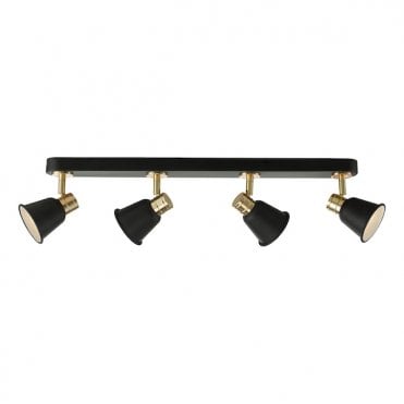 4 Light Ceiling Bar Black Rose Gold