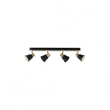 FRY - 4 Light Ceiling Bar Black Rose Gold