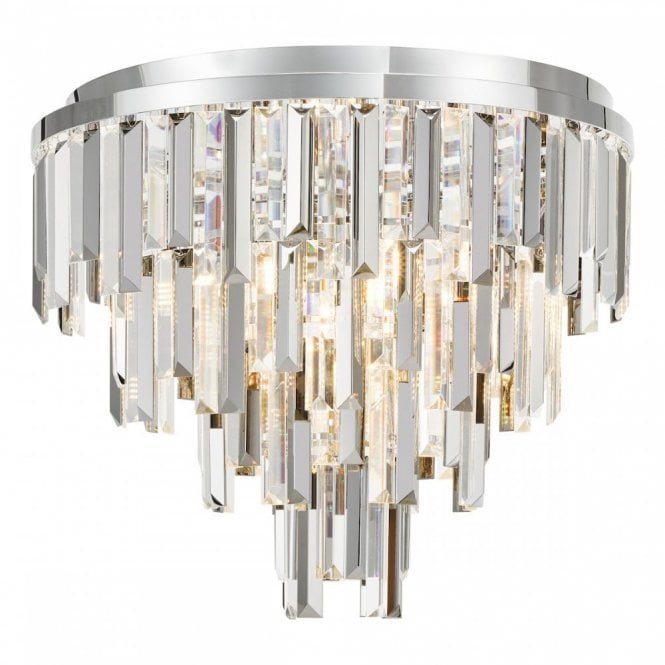 Fuentes 5 Light Flush Polished Chrome and Crystal