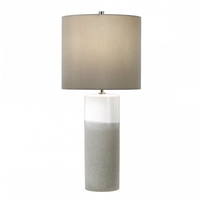 FULWELL Matte Grey Table Lamp with Grey Drum Shade