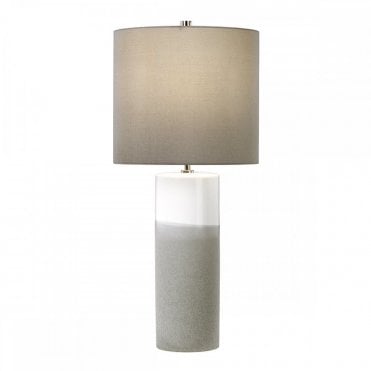 FULWELL Matte Grey Table Lamp with Grey Drum Shade