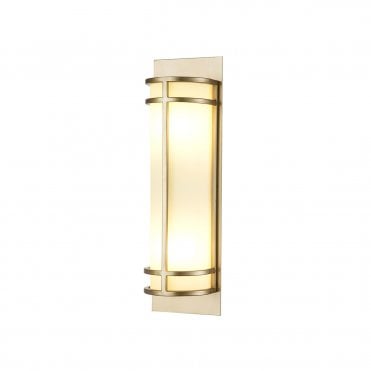 2lt Wall Light in Painted Natural Brass with Opal Glass