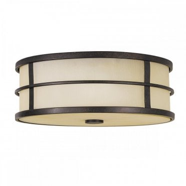 FUSION 3 Light Ceiling Flush Mount Grecian Bronze Arts & Crafts