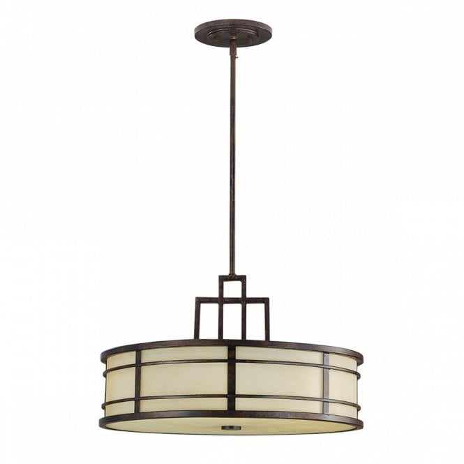 FUSION 3 Light Ceiling Pendant Grecian Bronze Arts & Crafts Style