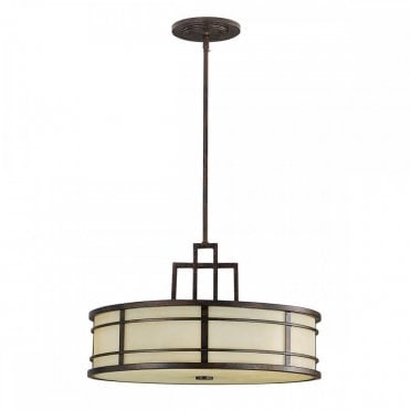 FUSION 3 Light Ceiling Pendant Grecian Bronze Arts & Crafts Style
