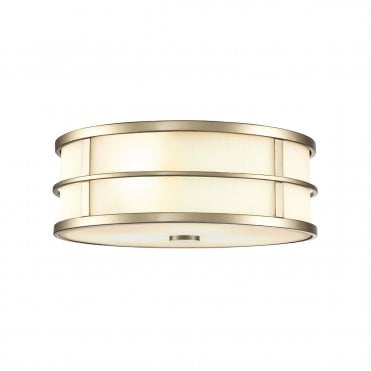 3lt Flush Mount in Painted Natural Brass with Opal Glass