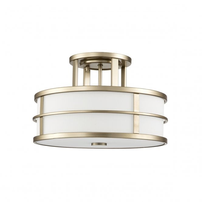 FUSION 3lt Semi-Flush Mount in Painted Natural Brass with Opal Glass