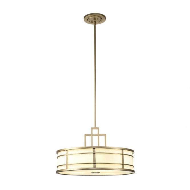 FUSION Large Pendant in Painted Natural Brass with Opal Glass