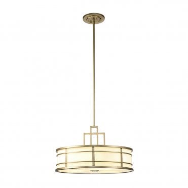 Large Pendant in Painted Natural Brass with Opal Glass