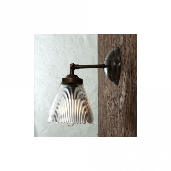 GADAR - Art Deco Holophane Wall Light In Antique Brass
