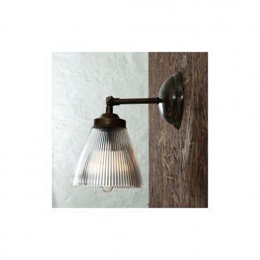 GADAR - Art Deco Holophane Wall Light In Antique Brass