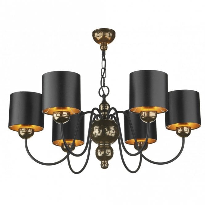GARBO - 6Light Bronze Ceiling Pendant Black Shades