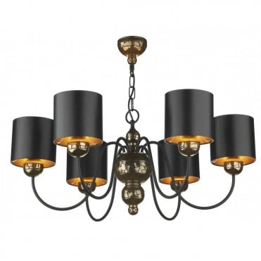 GARBO - 6Light Bronze Ceiling Pendant Black Shades