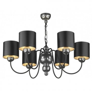 GARBO - Pewter Ceiling Light Black Shades