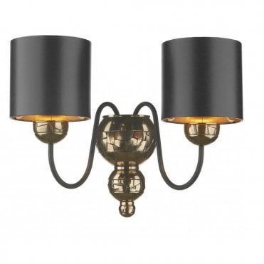 GARBO - Twin Bronze Wall Light Black Shades
