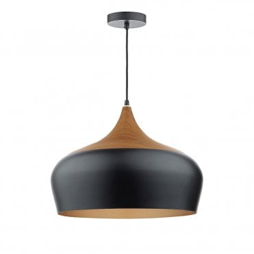 1 Light Ceiling Pendant Black Large