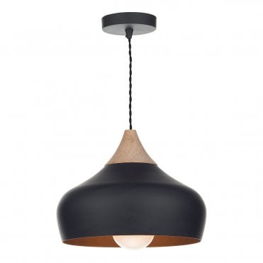 Black and Wood Ceiling Pendant