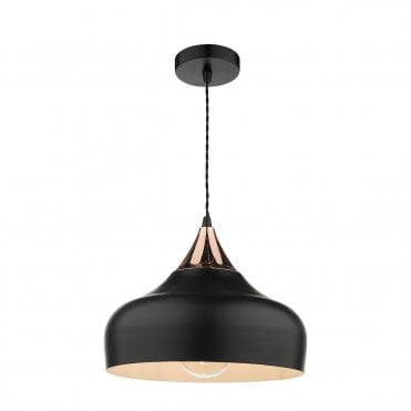 Matt black and copper metal ceiling light
