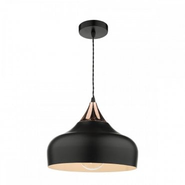Gaucho Scandi Style Black And Copper Pendant Light