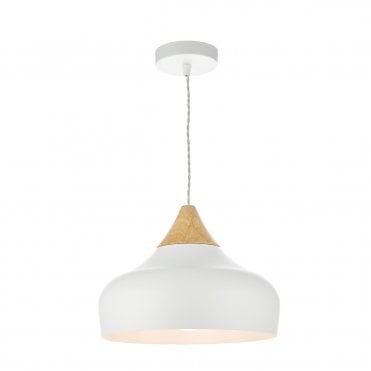 White and Wood Ceiling Pendant