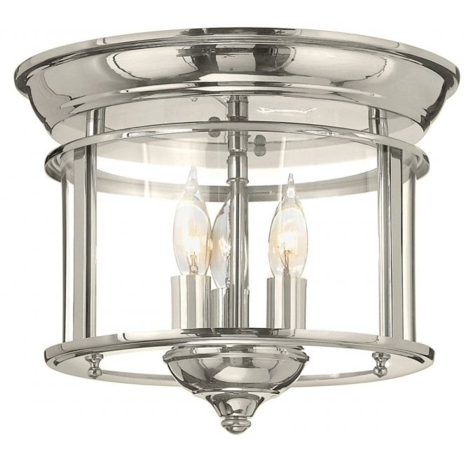 GENTRY 3 Light Flush Ceiling Light Mount in Polished Nickel